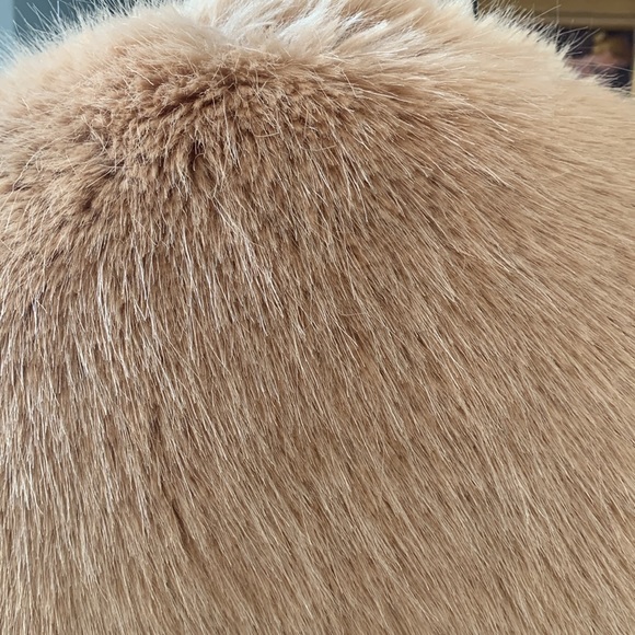 ANN TAYLOR Caramel Tan Brown fur coat XS 0 2 4 winter lady elegant - Picture 6 of 12